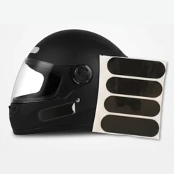 Adesivo Refletivo Capacete Moto Preto com 4 - Lei Contran Detran Padrão 3M Polivisor