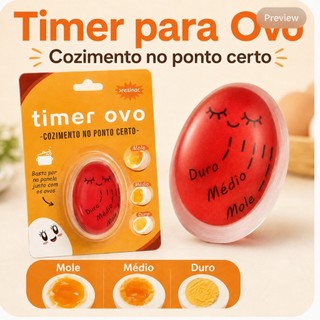Timer para Ovo Cozido Indicador de Cozimento Mole Médio Duro com Mudança de Cor para Cozinha