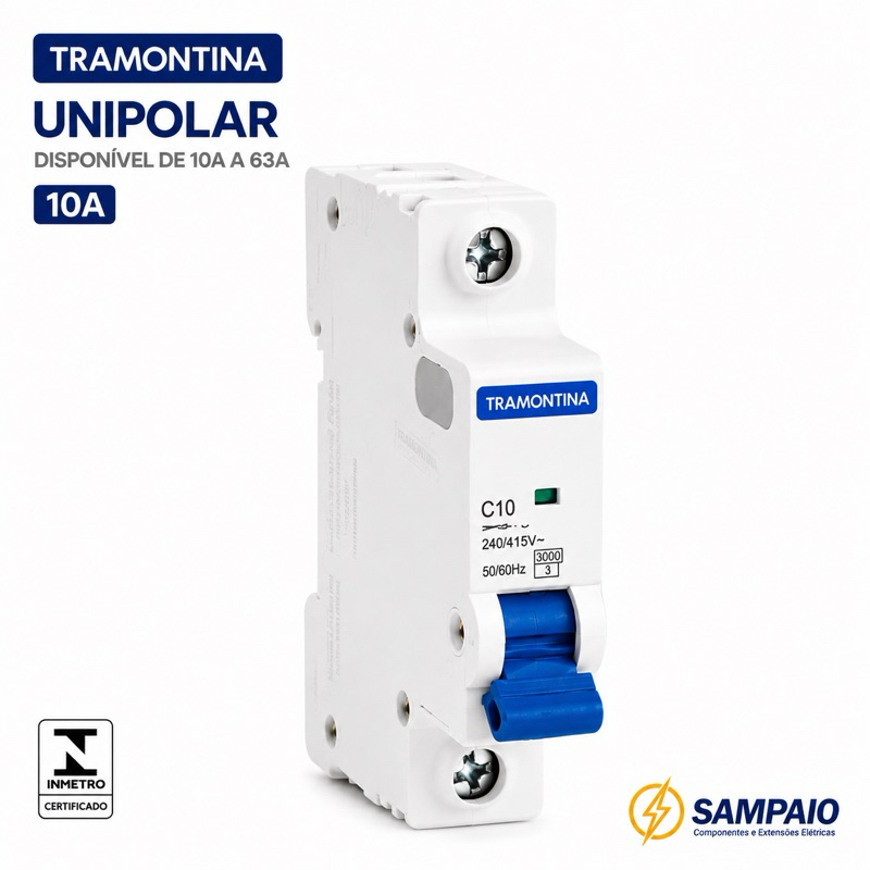 Disjuntor Tramontina Unipolar 10A a 40A DIN Curva C Original