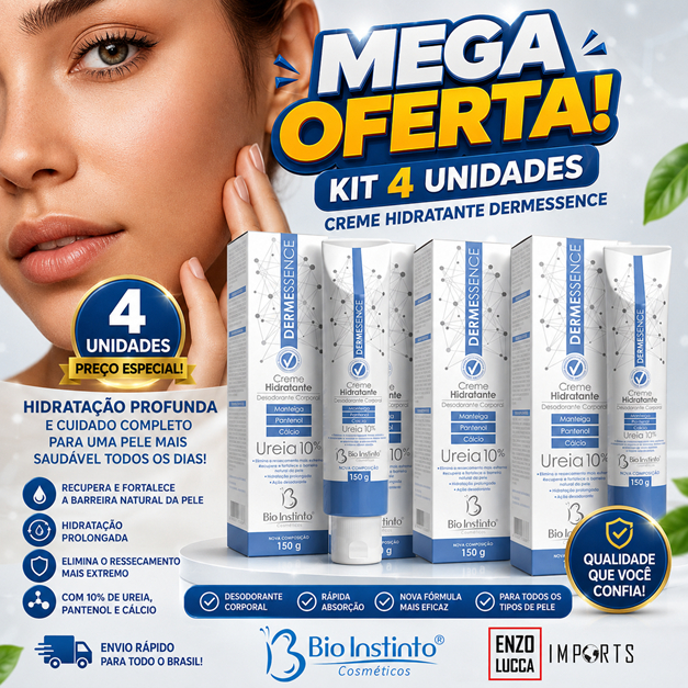 kit 4 unid Dermessence Creme Hidratante Desodorante Corporal Ureia 10% Bio Instinto
