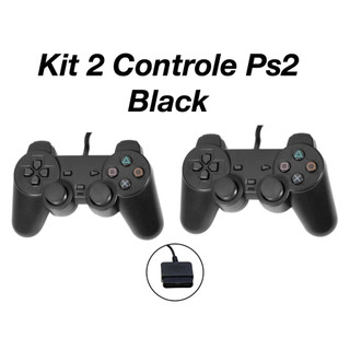 Controle Para PS2 Com Fio Kit 2 Unidades Compativel PS1 PS2 Cabo 1 6 Metros Preto
