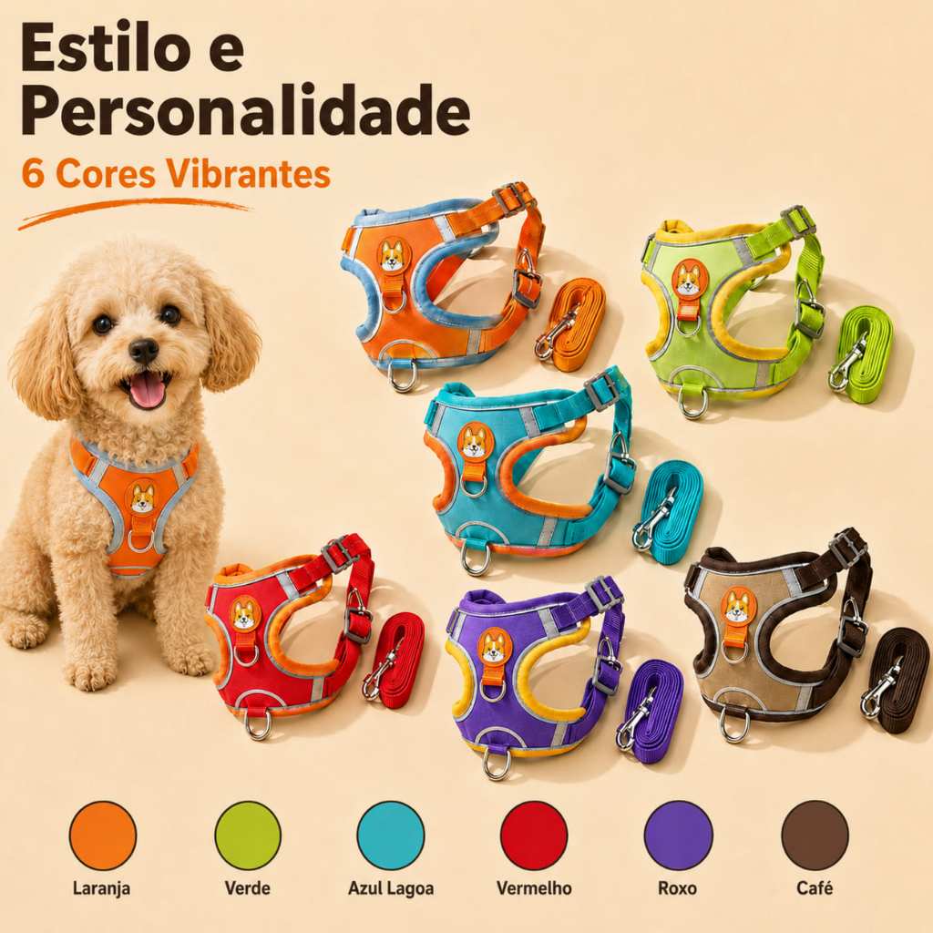 Coleira Peitoral Cachorro E Gato, Conjunto De Guia + Coleira Tipo Colete Para Pet Pequenos E Médios