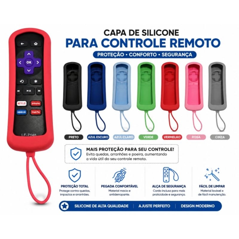 Capa De Silicone Compatível Controle Remoto Tv roku express 7998-19