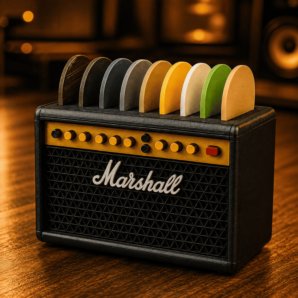 Porta Palhetas Guitarra Violão Suporte Mini Amplificador Decorativo Organizador 5 ou 9 Palhetas Presente Músico