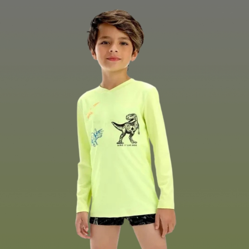 Conjunto Menino Camiseta e Sunga Estampa Dinossauro LucBoo