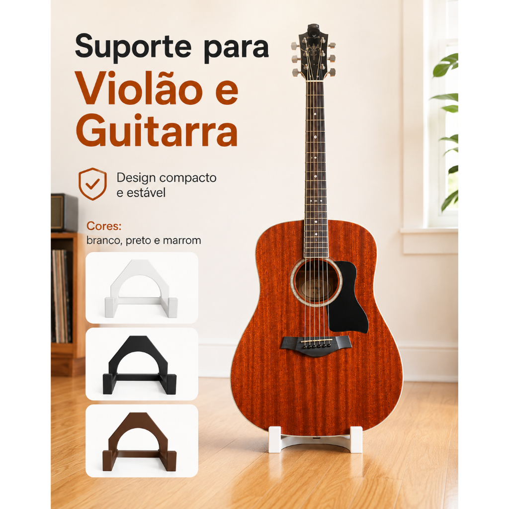 Suporte Violão Chão Funcional – Compacto, Estável e Decorativo