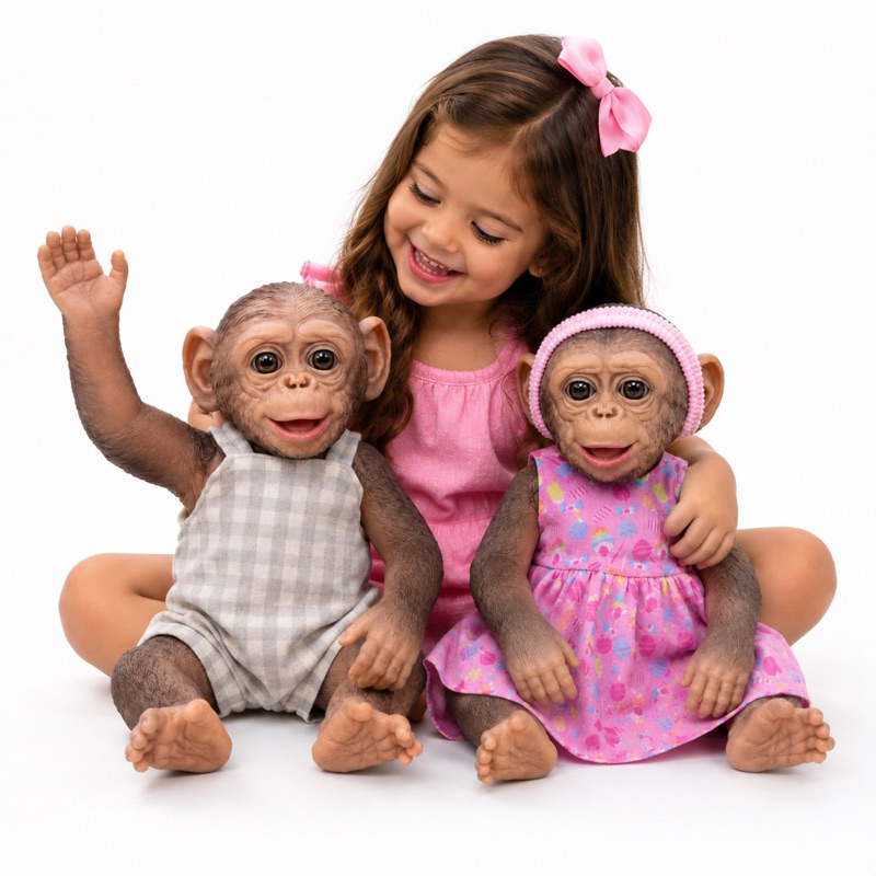 Boneco Realista Macaco Bebê Macio Olhos Naturais Alta Qualidade Infantil 30CM Pronta Entrega