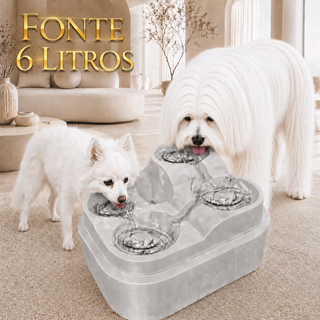 Bebedouro Automatico Grande Purificador Fonte Cascata Cão e Gato 6L Bivolt