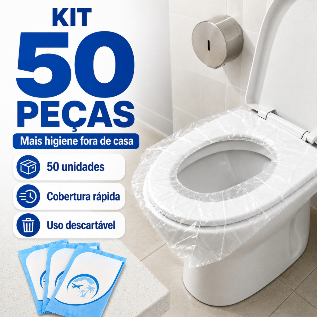 Kit 50 Protetor Descartável Assento Vaso Sanitário Plástico