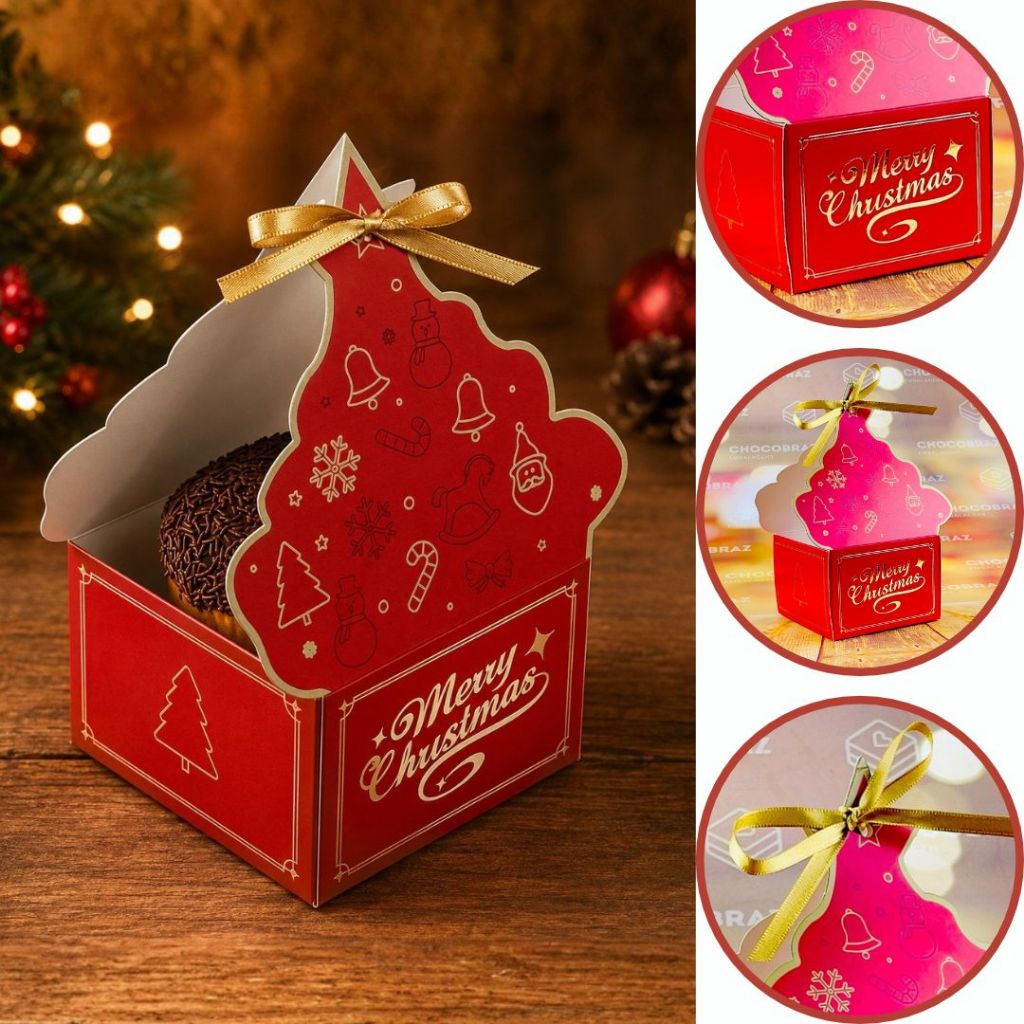 5 CACHEPOT CAIXA PANETONE ARVORE - NATAL CLASSICO ID5153 (NATAL IDEIA 2025) (CHOCO)