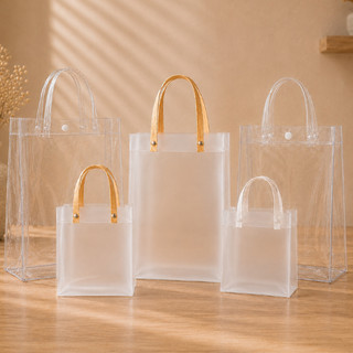 Kit 5/10/15 Sacolas Grande Transparente Sacola PVC Presente Lembrancinha Fosca