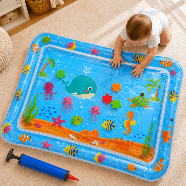 Tapete Infantil de Água Inflável para Bebê Sensorial Coordenação Motora Brinquedo Educativo