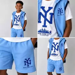 Conjunto Infantil de Menino Kit 3 Peças Colete + Blusa + Bermuda Estampas Modernas