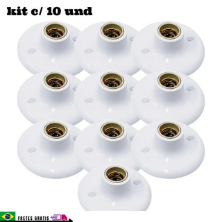 Kit 10 Plafon Branco Redondo Bocal E27 Suporte Lâmpada, Não Acompanha Lampada