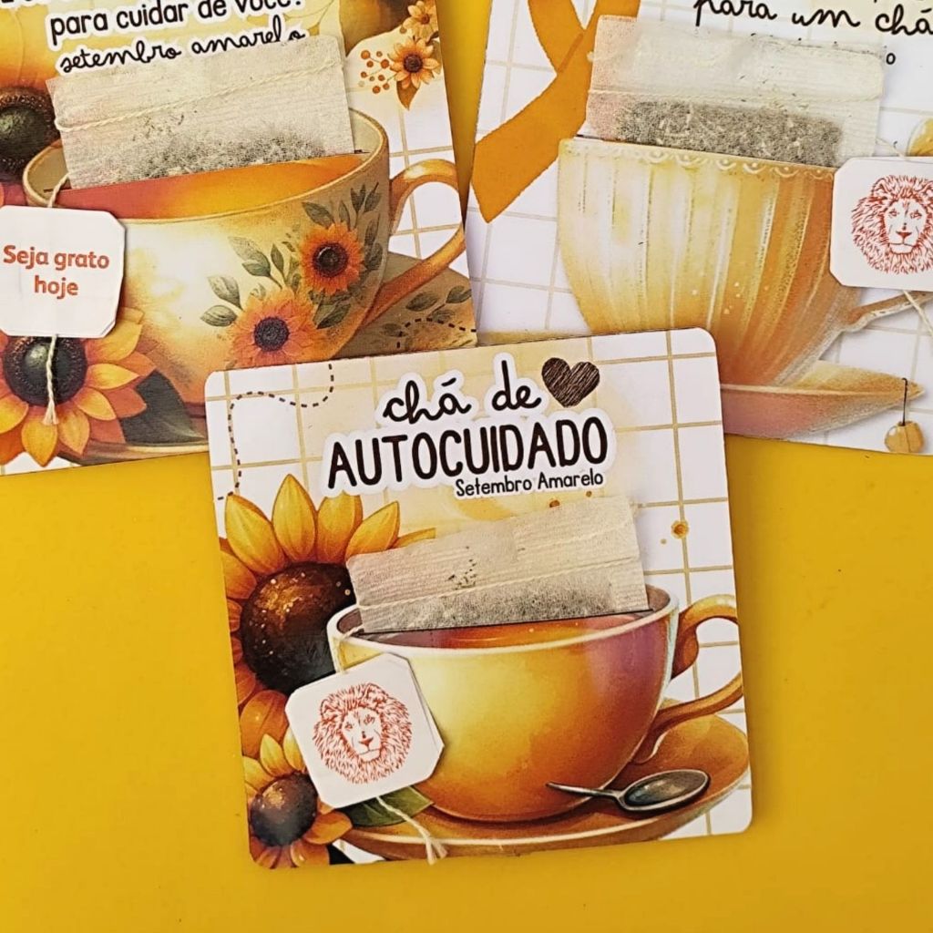 TAG PORTA CHÁ – SETEMBRO AMARELO | CHÁ DE AUTOCUIDADO- mimos- lembrancinha