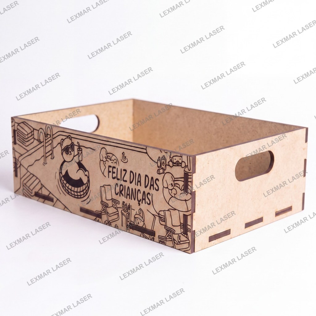 Kit 10 Bandejas Cesta MDF 20x15 Dia das Crianças Lembrancinha Festa Infantil Atacado Revenda
