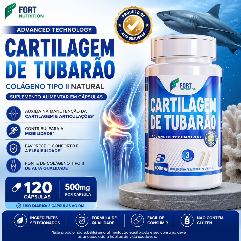 Cartilagem de Tubarão Premium 120 Cápsulas | Colageno mais poderoso