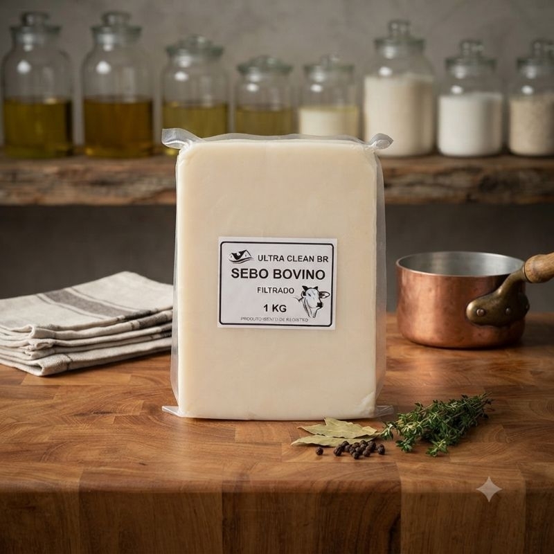 Sebo Bovino filtrado puro para sabão creme ou culinária