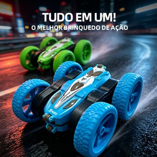 Carro Stunt RC 2.4GHz Controle Remoto Dupla Face 360° Carro de Acrobacias