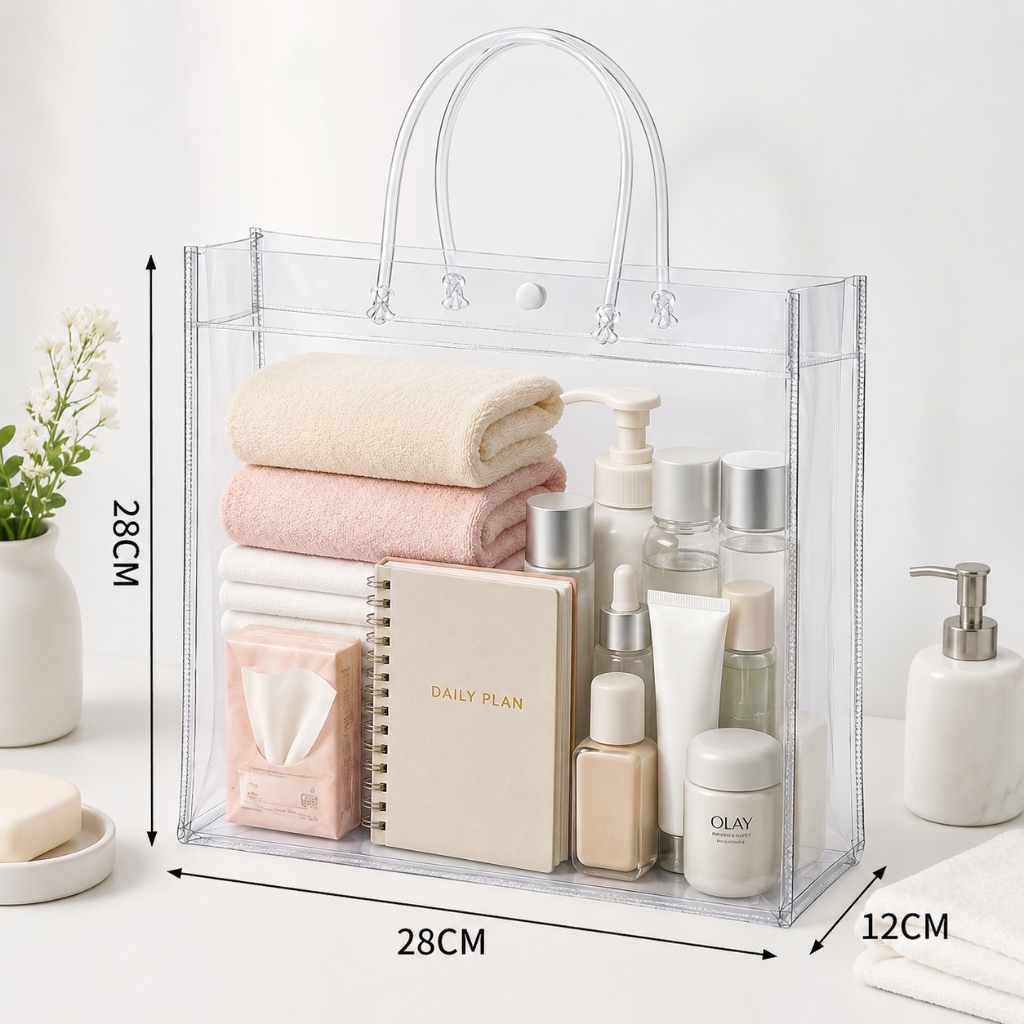 Kit 50 Bolsa Sacola Sacos De Presente Plástico Pvc Reutilizável PVC Lembrancinhas 28*28*12cm