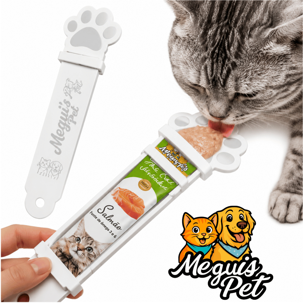Colher Espremedora Para Sachê Churu Petiscos de Gatos Megui’s Pet Prática e Eficiente