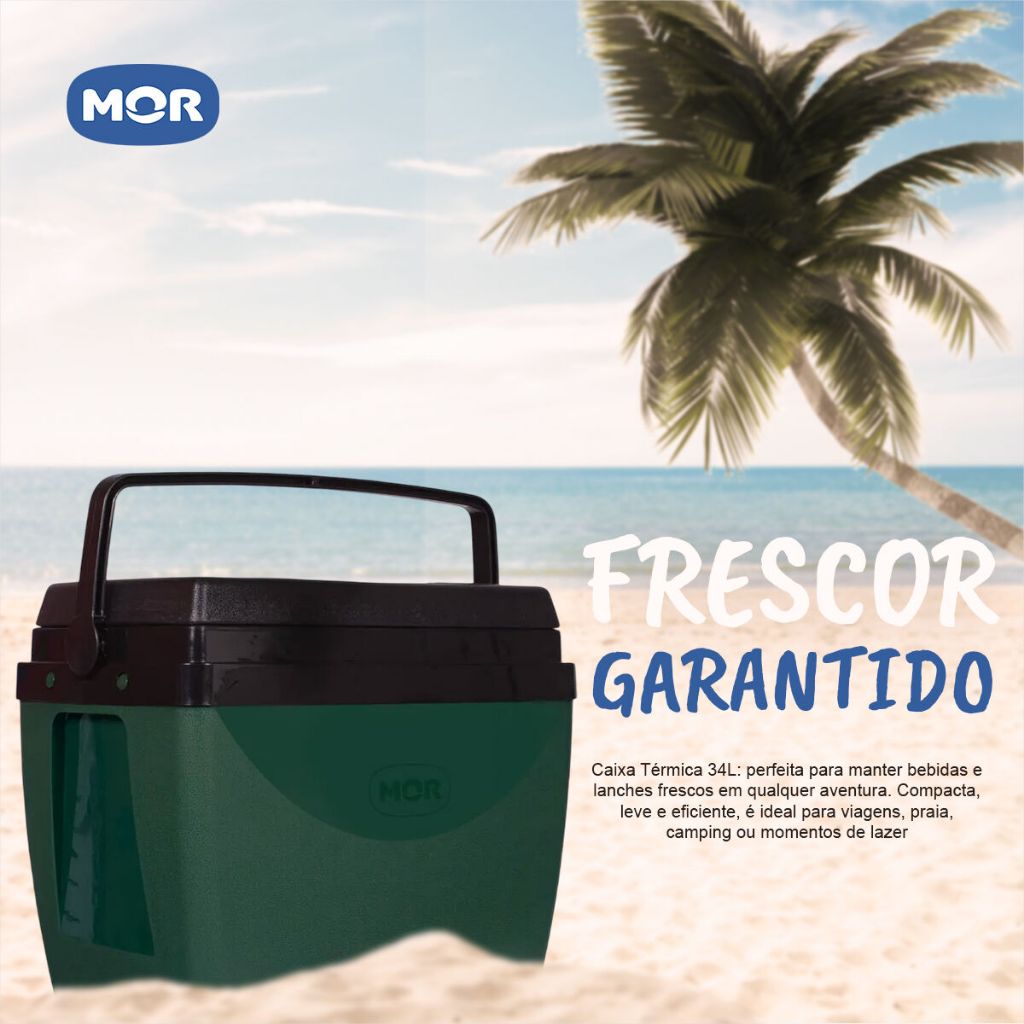 Caixa Cooler Praia Caixa Térmica 12 e 34 Litros Cooler Com Porta Copos Piscina Camping Mor