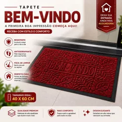 Tapete Entrada Casa Bem-Vindo Poliéster 40x60 Antiderrapante
