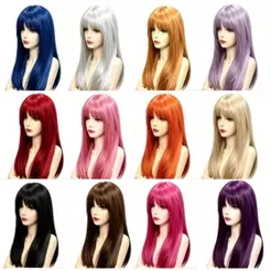 Peruca Longa Lisa colorida Fantasia Para Festa de Carnaval Cosplay..