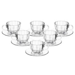 Conjunto de 6 Xícaras de Café Wolff Pétala Vidro com Pires 100ml para Cozinha Mesa Posta Decoração Sala Presente Prático