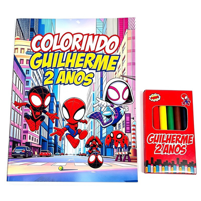 Livro de Colorir Personalizado do Homem-Aranha – Lembrancinha Infantil – Festa Menino – Brinde Criativo