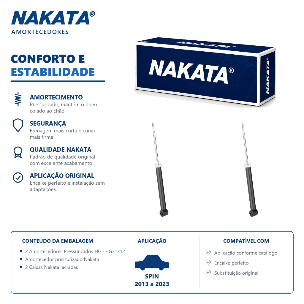 PAR Amortecedor Traseiro Spin 2013 a 2023 Nakata HG31212