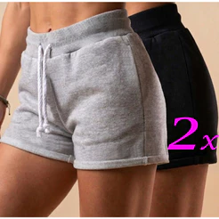 Kit 2 Shorts Moletom feminino Bermudas com Ribana