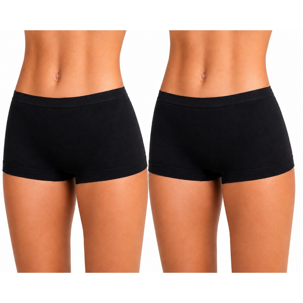 Kit 2 Calcinha Box Cueca feminina– Shortinho Confortável, Respirável e com Cintura Média para Uso Dia Dia