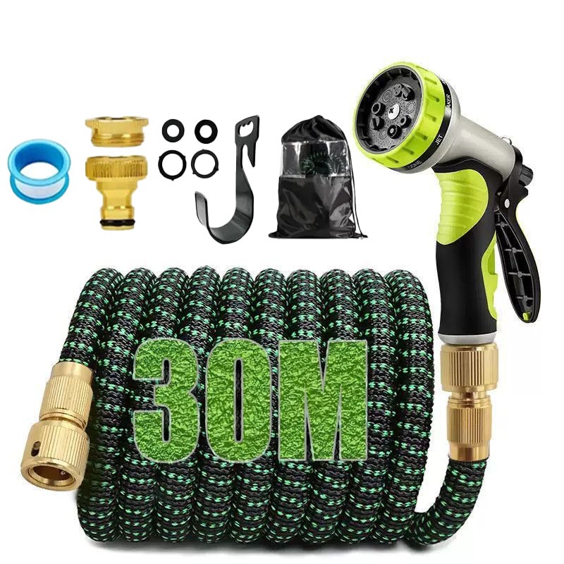 Mangueira Mágica 30 Metros Kit Completo com Pistola de Pulverização Conexões e Suporte para Jardim
