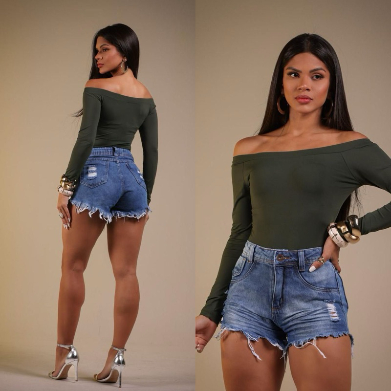 Short Jeans Cintura Alta Desfiado Luxo Atacado