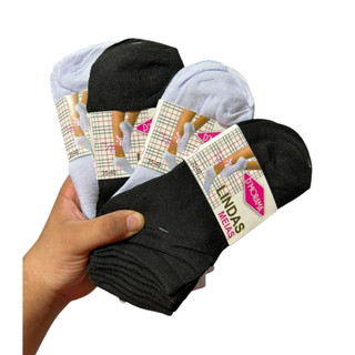 KIT DE MEIAS SOQUETES LISAS FEMININAS E MASCULINA EM ALGODAO ATE 30 PARES