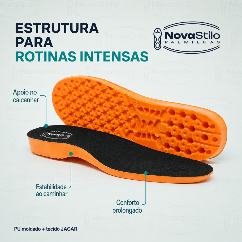 Palmilha Adventure Gel PU Confortável Anatômica Botina Bota Coturno Espaço Interno Maior Ortopédica