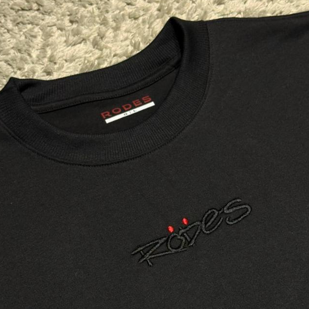 RODES MEN Camiseta Oversized Logo Central Bordada Preto Minimalista Streetwear — imagem 2 de 2