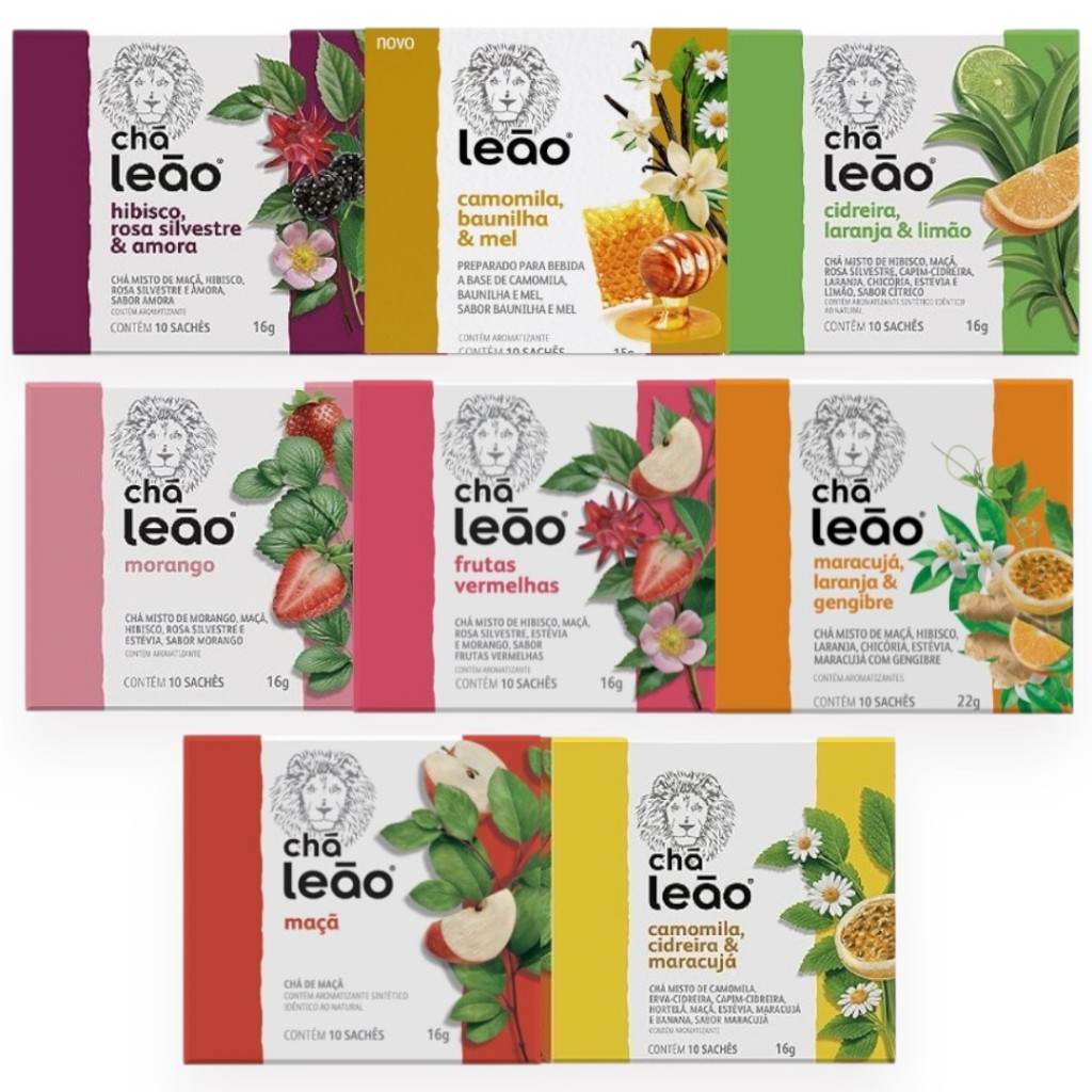 Combo Chá Leão Frutas e Flores Sachês Embalados Individualmente