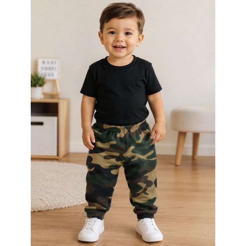 calça bebê/infantil camuflada exército