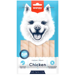 Petisco para Cães Wanpy Creamy sabor Frango com 5 tubos de 70g