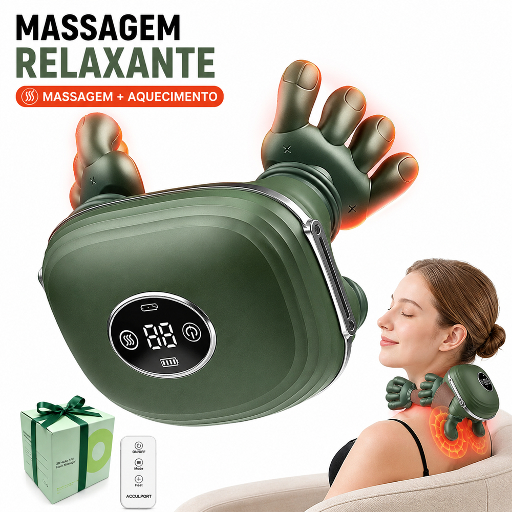Massageador elétrico portátil pescoço calmante intensidade de 3 velocidades + aquecimento infravermelho