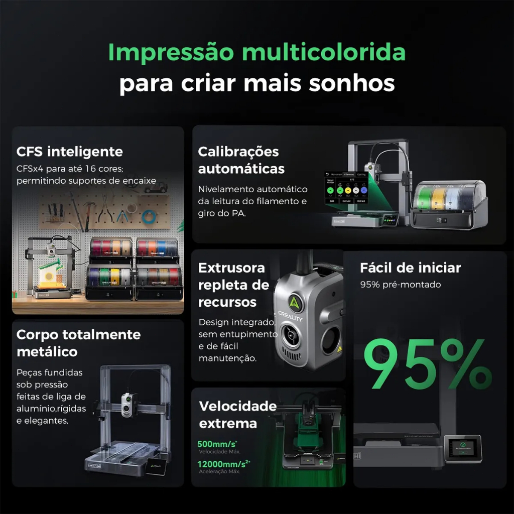 CREALITY Impressora 3d Hi Combo Com Sistema Multicolor,Velocidade de impressão de 600 mm/s — imagem 2 de 2