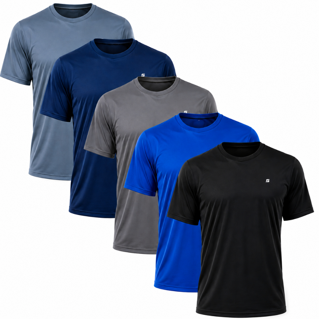 Kit 5 Camisetas Dry Fit Masculinas Para Academia, Treino, Corrida, Esportes Fitness Manga Curta Caminhada Secagem Rápida