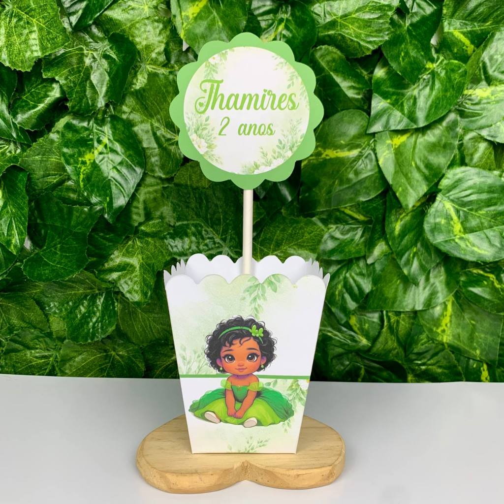 Centro de Mesa Tiana Baby A Princesa e o Sapo / Cachepô Personalizado Lembrancinha para Festa Infantil
