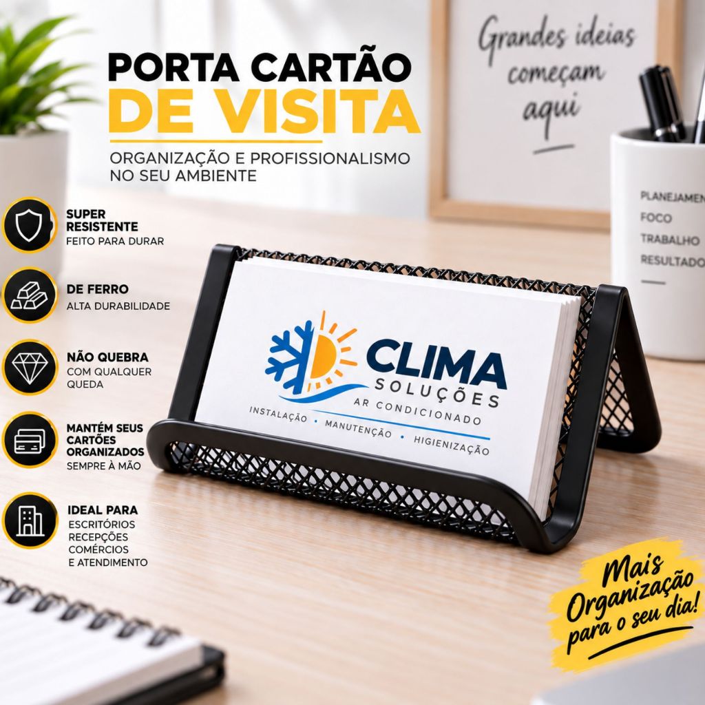 Expositor Porta Cartões de Visita de Ferro Suporte Metálico para Mesa Balcão Escritório