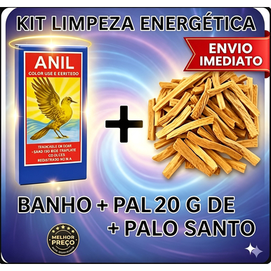 Anil Africano Waji - Pó Para banho e Limp Energética do Lar, empresa, templos clínica + 1 Palo Santo