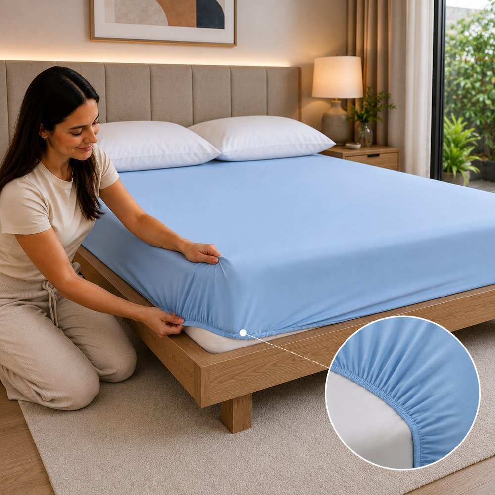 Capa Protetora de Colchão Casal Box Com Elástico Anti-ácaro Impermeável no Branco, Azul, Cinza e Bege
