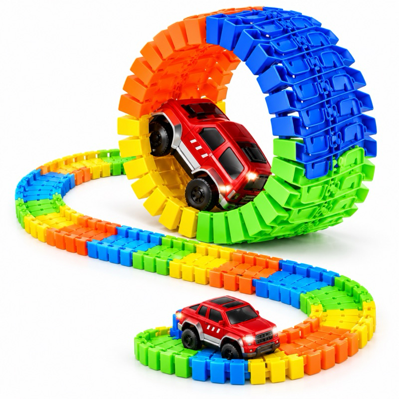 Brinquedo Pista Trilha Maluca Mágica Infantil Brinquedo Colorido Loop Carrinho Com Luz