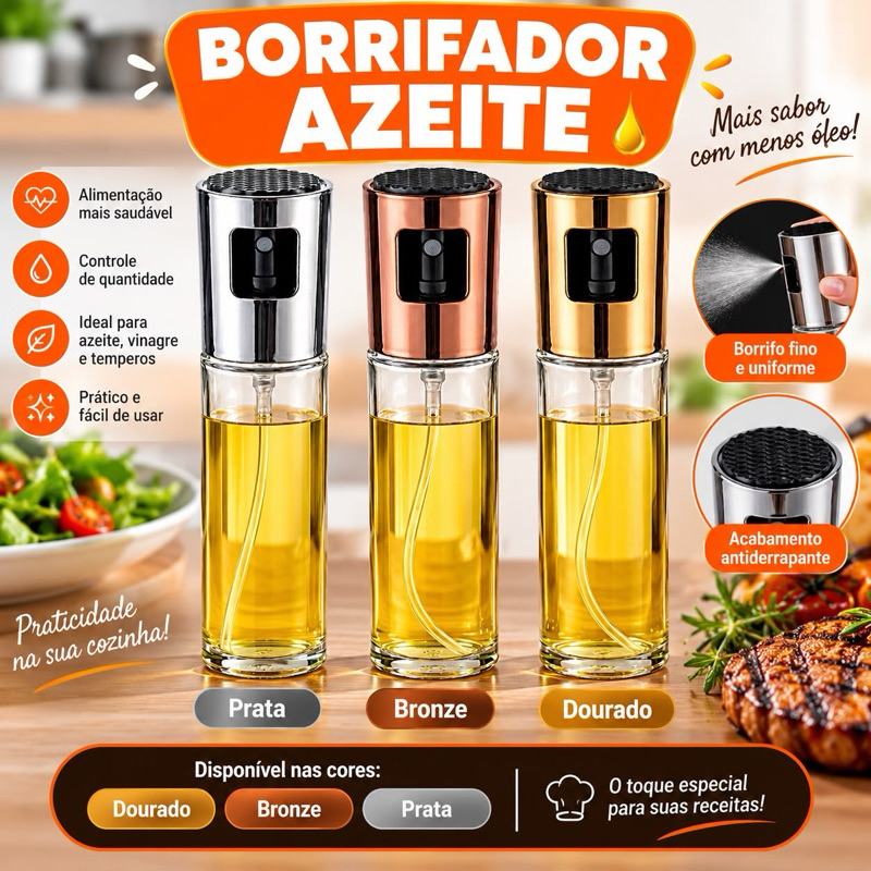 Spray Dosador Borrifador De Óleo Azeite Vinagre Shoyu Pulverizador Premium Galheteiro Cozinha 100ml